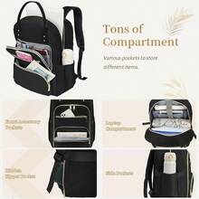Lunch Backpack 15.6 Inch Laptop Backpack For Women Water Resistant Work Backpack With USB Charging Port Travel Business Backpack With Lunch Compartment - Black - View 2