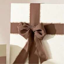 3 rollos de 4*500cm de cintas de tela de color café y rosa claro para envolver regalos y decoración - Tez café rosa claro 3 volúmenes - Ver 6