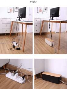 1pc Plastic Cable Organizer Box With Wooden Lid, Cable Management Box For Hiding Wires, Power Cord Storage Box, High Quality, Easy To Use, Durable And Sturdy, Home Kitchen Utensils, Home Decor, Gift For Men, Suitable For Bedroom, Bathroom, Office, Kitchen, Living Room, Office, Engineering Office - Multicolor - View 11