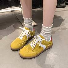 أحذية رياضية كاجوال عتيقة للنساء، أحذية بيضاء جديدة للربيع/الخريف متعددة الاستخدامات وقابلة للتنفس، أحذية جري للطلاب - أصفر - مشاهدة 11