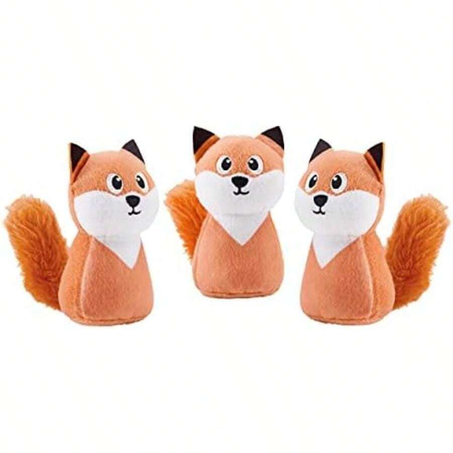 Outward Hound Squeakin' Racoon Hide A Puzzle - Juguetes de Repuesto para Perros, Paquete de 3(Replacement Animals Zorro) - Multicolor - Ver 1