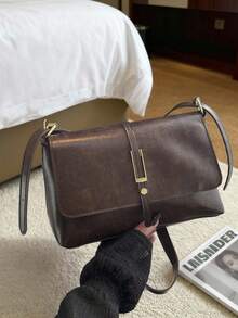 New Solid Color Versatile Flip Personalized Shoulder Bag, Classic Versatile Square Women's Diagonal Shoulder Bag, Suitable For Shopping, Wallets, Shopping, Young Women, College Students, Newcomers, And White-Collar Workers. They Are Very Suitable For Offices, Universities, Work, Business, Commuting, Outdoor Activities, Travel, And Outings - Coffee - View 2