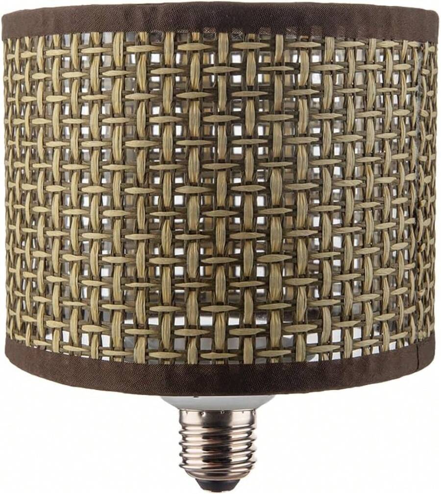 Tecnolite - Foco Cilíndrico Malla de Ratán LED 4.5, Luz Ámbar, Base E27, No atenuable - Café / Marrón - Ver 1