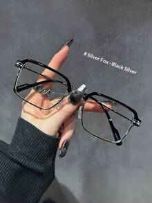 1副男女通用时尚书呆子风半框金属眼镜 - 彩色 - 查看 5