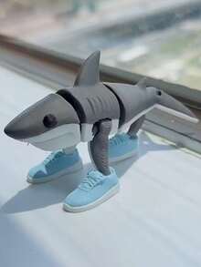 Tralalero Tralala Movable Shark Sneaker Abstract Art Desktop Decor - Sturdy Plastic Whimsical Home Accessory, Ideal Gift For Halloween And Christmas, Fun Decorative Piece For Year-Round Room Decor, Unique Design - Multicolor - View 1