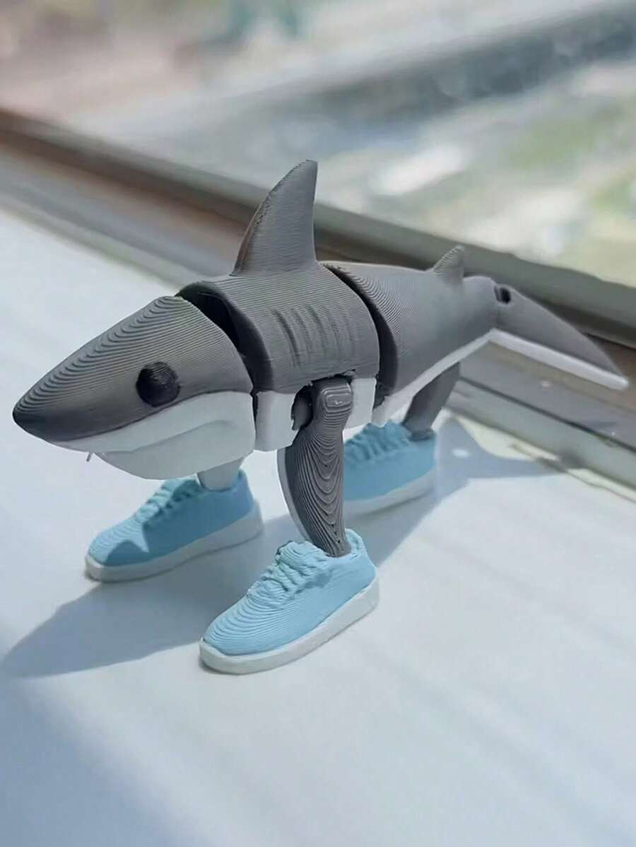 Tralalero Tralala Movable Shark Sneaker Abstract Art Desktop Decor - Sturdy Plastic Whimsical Home Accessory, Ideal Gift For Halloween And Christmas, Fun Decorative Piece For Year-Round Room Decor, Unique Design - Multicolor - View 1