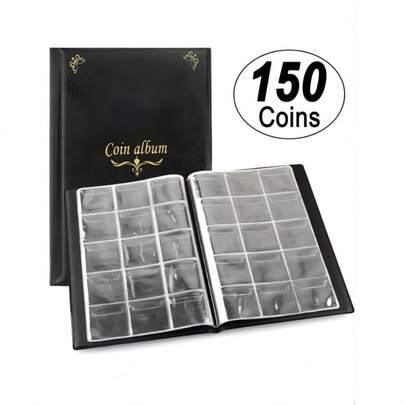 Album sưu tập tiền xu 120/150 ngăn, trang trong suốt bằng PVC, album lưu trữ tiền xu kỷ niệm và tiền xu cổ, album bảo vệ tiền xu, album quà tặng tiền xu.