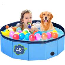 Piscina Plegable para Perros, Piscina para Mascotas de 120 x 30 cm con Tablero de PP de Alta Resistencia, Piscinas Plegables de Plástico Duro para Perros, Bañera Antideslizante para Mascotas - 1 - Ver 2