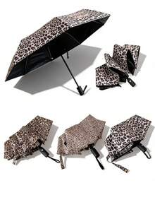 Fashionable Leopard Print Windproof & UV Protection Automatic Folding Umbrella - Leopard Print Series - View 2
