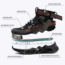 XQJ Black Steel Toe Boots For Men,Lightweight Work Shoes Mens, Indestructible Safety Sneakers ,Puncture Proof Construction Shoe Composite Toe Sneakers,Construction Working Boots, Black Steel Toe High Top Boots,Security Protective Boots Men,New Safety Boots Men, Outdoor Hiking Safety Boots Hiking Suitable For Sanitation Workers, Warehouses, Factories, Work And Outdoor Exploration, And Trainers - 黑色 - 查看 2