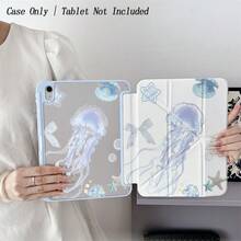 1个闪光水母平板电脑保护套 - 蓝色海洋主题图案，可折叠支架，防震半透明保护套，带笔槽，兼容iPad 10.9/10.2/Air第五代/Pro11/第十代/9.7/Air 2/iPad（第七代）/iPad（第八代）/iPad Air 4/5/iPad Pro 11/iPad第十代10.9英寸（2022款）智能保护套/iPad Air 13（M3 2025）/iPad Air 11（M3 2025）/iPad Air 11（A16 2025），支持自动睡眠/唤醒功能 - 彩色 - 查看 7