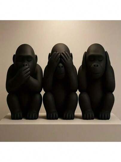 Zestaw 3 figurek Trzech Mądrych Małpek – Nie Widzisz, Nie Słyszysz, Nie Mówisz, Nie Widzisz, Nie Widzisz, Nie Słyszysz, Nie Mówisz, Nadaje się do salonu, sypialni i jadalni, Figurki Małpek, Idealne na Boże Narodzenie, Halloween, Wielkanoc, Święto Dziękczynienia, dekoracje o tematyce kosmicznej