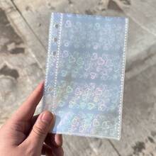 10/20张爱心全息贴纸，A6透明内页，3D浮雕贴纸，贴纸簿补充装，照片卡片收纳，剪贴簿，适合制作贴纸书，活页夹补充装，贴纸收纳，学校用品，新学期用品，办公用品。 - 彩色 - 查看 13