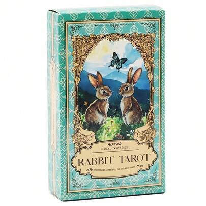 Cartas de Tarot de conejo en acuarela, 78 cartas lindas y hermosas, una herramienta de adivinación para principiantes y un regalo ideal para Navidad, Halloween y Acción de Gracias.
