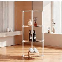 透明亚克力三角形多层置物架，可用作卧室床头柜、沙发边桌、客厅小茶几，时尚美观，可用于摆放香水和装饰品，易于组装和清洁。