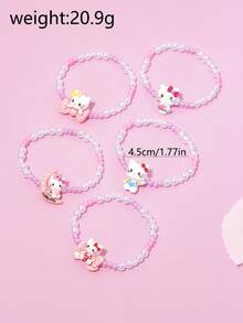 SANRIO Bộ 5 món trang sức hạt cườm hình mặt trăng và nơ Hello Kitty dễ thương dành cho bé gái của , thích hợp làm quà tặng cho các bữa tiệc, trường học, sinh nhật cho bé gái. - Nhiều màu - Xem 2