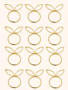 12个/6个/2个/1个兔耳朵餐巾环，兔头餐巾固定环，合金餐巾环，适用于复活节、婚礼、餐桌装饰