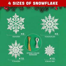 50 copos de nieve,Decoraciones para árbol de Navidad, adornos de copo de nieve para árbol,adornos de copos de nieve blancos con purpurina Decoración de Árbol de Navidad Chimenea de Techo Interior - aire - Ver 12