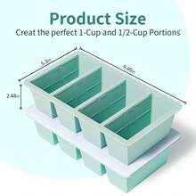 2-Pack Leakproof Silicone Freezer Trays - 1-Cup Stackable Ice Cube Molds For Soup, Sauce & Leftovers - Màu xanh bạc hà - Xem 2