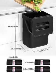 1pc Multi-Function Trash Can, 3L/0.79 Gallon Hanging Garbage Bin, Convenient Kitchen Trash Can, 2-In-1 Wall-Mounted Trash Can, High-Quality Compost Bin, Office Waste Bin, Home Supplies, Kitchen Accessories - Multicolor - View 5