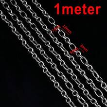 1m Fashionable Stainless Steel Multi-Size Thick Chain, Oval Embossed Embossed Hip Hop Chain, Suitable For DIY Necklace, Bracelet, Jewelry Making - Chain - View 10