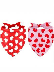 قطعتان من أوشحة عيد الحب للكلاب - بنمط قلوب حمراء وزهرية، وشاح قابل للتعديل للحيوانات الأليفة مع ربطة عنق، مصنوع من مادة بوليستر متينة، قابل للغسل في الغسالة، مناسب لإكسسوارات ملابس الحيوانات الأليفة، أوشحة الكلاب، الموضة للكلاب - متعدد الألوان - مشاهدة 7