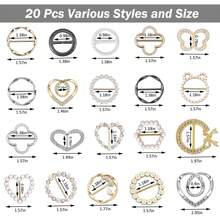 20 chiếc vòng và khóa cài khăn quàng cổ, kẹp khăn quàng cổ cho áo phông, cà vạt, dành cho nữ, kẹp cài khăn quàng cổ tròn bằng kim loại vàng bạc dùng cho quần áo rộng. - Nhiều màu - Xem 9