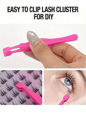 1개 전문가용 속눈썹 핀셋, 클러스터 및 개별 속눈썹 연장에 적합 - 스테인리스 스틸 속눈썹 연장 핀셋 | 클러스터 속눈썹을 쉽게 바르고 제거 | 가짜 속눈썹 어플리케이터, 속눈썹 아티스트 도구 (핑크), 패셔너블한 디자인, 고품질 액세서리, 메이크업 아티스트, 뷰티 전문가