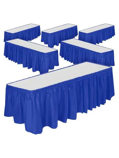 1 Set Rectangular Tablecloth & Skirt, PEVA Plastic Oil-Proof Waterproof Anti-Fouling, Wedding Party Decoration
