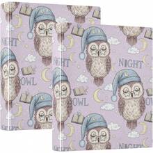 Lavanda Night Owl Cozy 3 carpetas anilladas de 1.5 pulgadas con cubierta de bolsillo, paquete de 1/2 carpetas universitarias para estudiantes, 200 hojas - multi - Ver 2