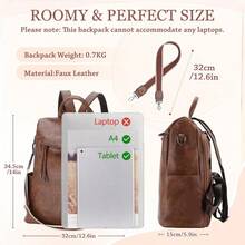 VX VONXURY Backpack Purse For Women Fashion Faux Leather Anti-Theft Backpack With Detachable Shoulder Strap For Daily Work Travel - Brown - View 2