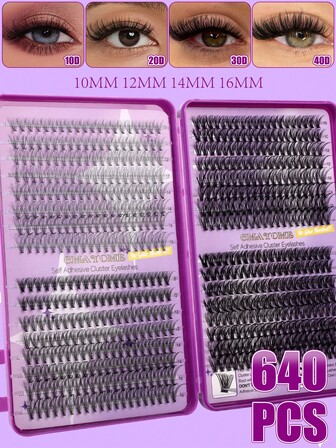 640 Stücke gefälschte Nerz-Wimpernbüschel, 0,07 mm D-Locken, 9-16 mm gemischte natürliche Wimpernverlängerungen, 3D Russische dicke Einzelwimpernbüschel, Make-up-Tools (10D 20D 30D 400D /50D 60D 80D 100D Einzelwimpernbüschel), Wimpernbüschel, Wimpernbüschel, Einzelwimpern, Wimpern, Falsche Wimpern