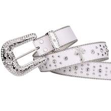 Curea din piele PU strălucitoare pentru petrecere, potrivită pentru rochii - alb - Vizualizare 5