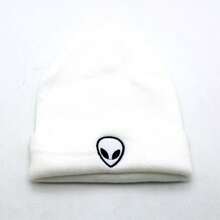 INSTOCK! Hot New Embroidered Alien & Skull Knitted Beanie - Unisex Winter Warm Slouchy Cuffed Cap, Edgy Goth Hip Hop Streetwear Headwear. Ideal Valentine's Day Gift For All, Global . Wholesale Available, Limited Time , Great Value! - Alien - View 10