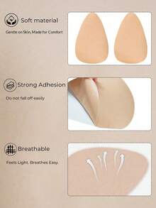 5片装无纺布水滴胸贴。隐形无痕。提拉胸部，防止下垂。柔软透气，自带背胶。可重复使用，可水洗。适合搭配无肩带连衣裙和睡衣。 - 彩色 - 查看 4
