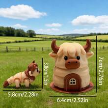 Mô hình bò cao nguyên dễ thương in 3D + Mô hình giường bò cao nguyên, Tượng nhỏ bằng nhựa trang trí bàn làm việc, Quà tặng ngày lễ - Nhiều màu - Xem 4