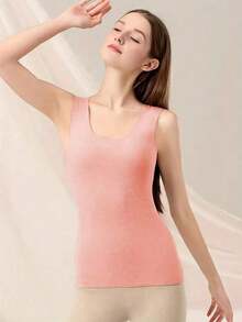 4pcs Women'S Seamless Thermal Tank Tops - Sleeveless, Double-Sided Brushed Solid Color, For Inner Wear As A Base Layer, With A Slim Round Neck,, Stretchy & Soft Chalecos Para Mujer Invierno For Winter Warmth - Nhiều màu - Xem 10