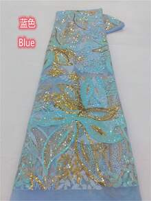 Vải lưới thêu cao cấp màu vàng bán chạy nhất của Pháp, pha chút xanh lá cây, chất liệu Nigeria và châu Phi, thích hợp cho tiệc cưới, kèm màu tím. - Nhiều màu - Xem 6