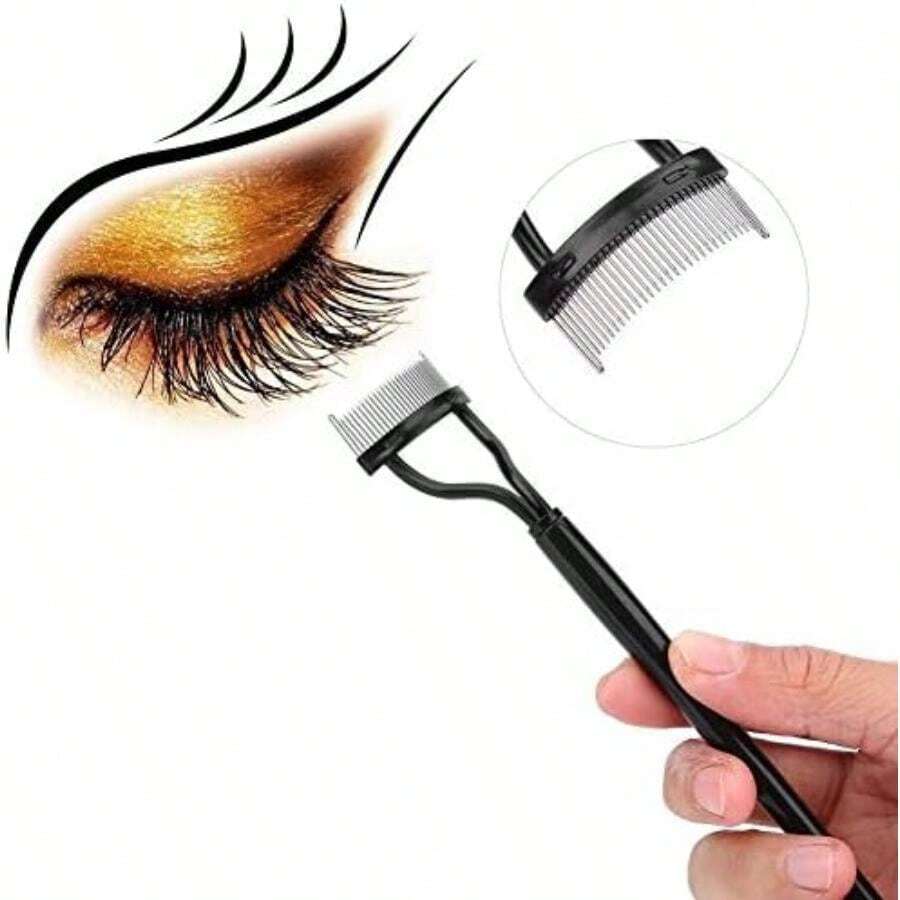 Peine Para Pestañas, Cepillo Para Cejas Con Rimel De Aguja De Acero, Cepillo Para Cejas Para Rizador Con Peine Para Pestañas, Herramienta Para El Cepillo De Maquillaje(default) - Multicolor - Ver 1