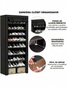 Hua Tang Zapatera de 9 Niveles, Organizador de Zapato,Con funda antipolvo y cremallera,Ajustable que ahorra espacio,Adecuado para guardar zapatos en el salón y el dormitorio. - Multicolor - Ver 6