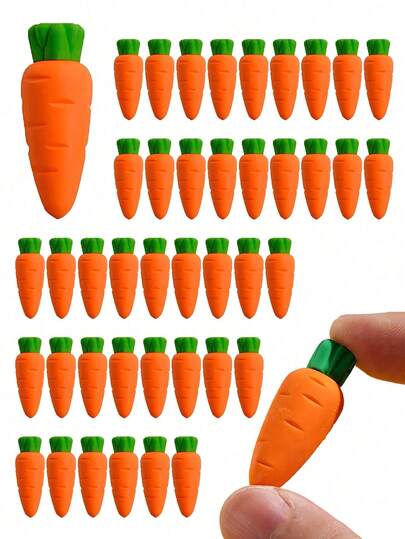 40个装复活节胡萝卜橡皮擦，迷你橡皮擦，蔬菜造型，秋季派对小礼物，创意桌面装饰，便携实用，可爱伴侣，生日/节日/派对礼物，复活节礼物