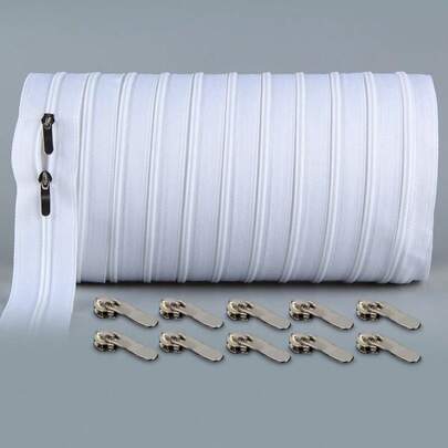 سحاب نايلون رقم 3 بطول 393 بوصة مع 10 رؤوس سحاب، مناسب لأغطية البطانيات والوسائد والحقائب اليدوية