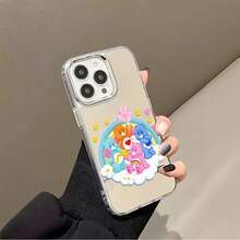 Estuche para teléfono con espejo Care Bear Friendship, perfecto para difundir alegría y positividad, presenta alegres osos cariñosos con globos y dulces sobre un fondo de arcoíris compatible con  17,  16 Pro Max,  15 Pro Max,  13 y  12 hecho de TPU duradero para una protección óptima contra golpes y caídas, este estuche es un regalo ideal para ocasiones especiales de seres queridos como cumpleaños, días festivos o cualquier día que desee compartir algo de amor y felicidad - Plateado - Ver 4
