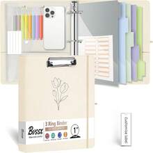 Carpeta organizadora de 3 anillos de 2.54, con portapapeles, 5 separadores con bolsillo, carpeta plástica, 18 etiquetas para divisores y porta bolígrafo (diseño Black Weeds, tamaño carta) - 01-Leopardo - Ver 15