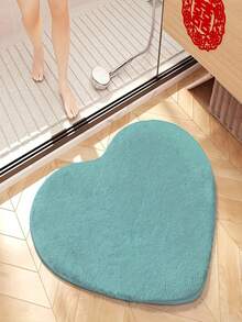 1pc Super Soft Heart-Shaped Bath Mat - Highly Absorbent, Non-Slip, Comfortable - Ideal For Valentine's Day Decor, Also Suitable For Bathroom Floor, Sink, Tub And Shower - Available In 4 Colors, Can Also Be Used In Kitchen, Laundry Room, Shower, Bathroom, Etc., Faux Fur Material - Multicolor - View 7