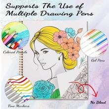 8.5*10in Adult Coloring Book For Relaxation, 2 Pack Adult Spiral Bound Coloring Books With Inspirational Quotes, Mindfulness Stress Relief Patterns For Adults, Teens, Ideal Gift - ColorC - 查看 5