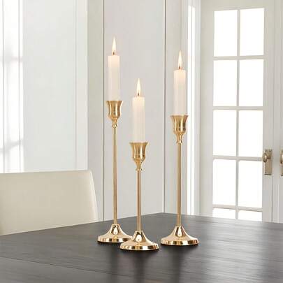 12 piezas/6 piezas/3 piezas/Set de soportes de vela de cono de hierro, soportes de vela decorativos - Adecuados para bodas, banquetes, fiestas, decoración de chimenea, soportes de vela de pilar, también adecuados para bodas, decoración del hogar, decoraciones de fiestas festivas