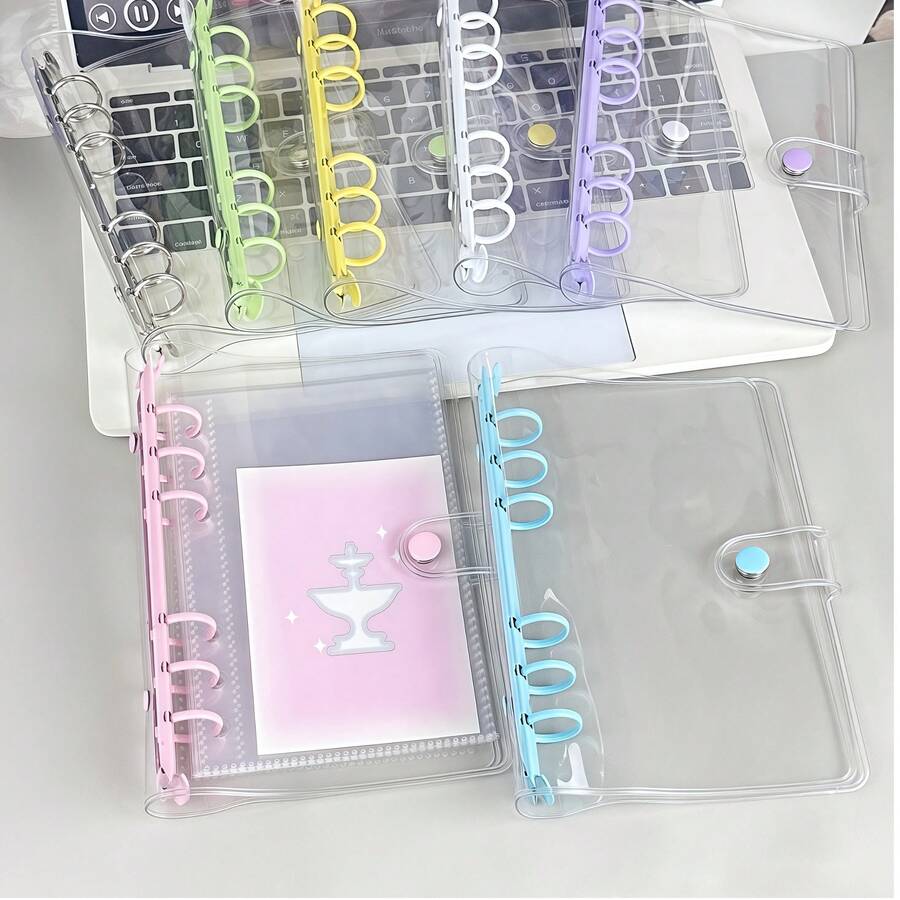 1pc A6 Transparent Sticker Book, Loose-Leaf Binder, Sticker Album, Sticker Pages, Stamp Collection Book, Pocket Book, 3D Stickers, Sticker Book, Photo Storage Sleeves, Book Cover, Trading Card Box, Photo Album, Budget Planner, Diary, Notebook, Office Supplies - Multicolor - View 1