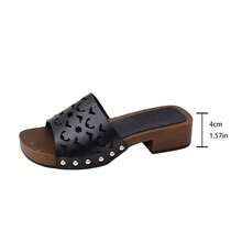 Women's Summer New Casual Fashion Wedge Thick Bottom Slippers, Plus Size Wholesale Open Toe Beach Sandals - Black - View 9