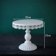 1pc Lace Decorated White Cake Stand, Metal Cake Stand Set, For Displaying Dessert Platters And Cupcakes, Suitable For Birthday, Party, Wedding, Celebration Occasions. Decorative Dessert Table Display Stand, European Style Afternoon Tea Snack Stand - Multicolor - View 3